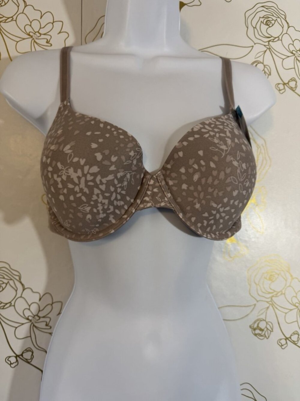 Warners Women Bra 34C Underwire Lightly Padded Gray T Shirt  NWT